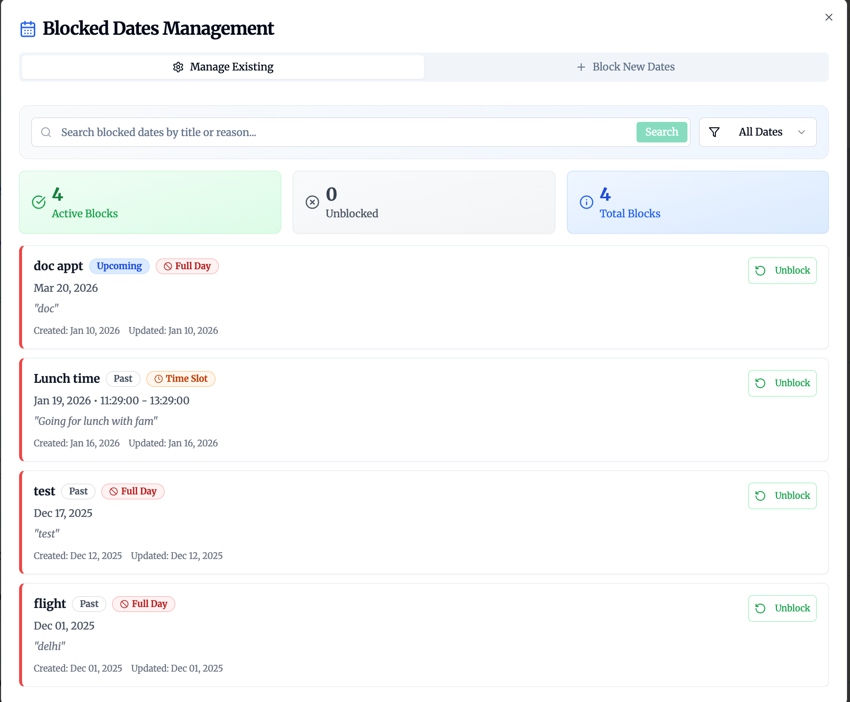 Blocking Time Interface